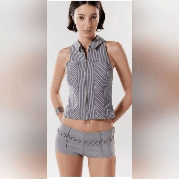 Urban Outfitters Silence + Noise Gray Sabrina Micro Stretch Booty Shorts Large - Picture 7 of 8